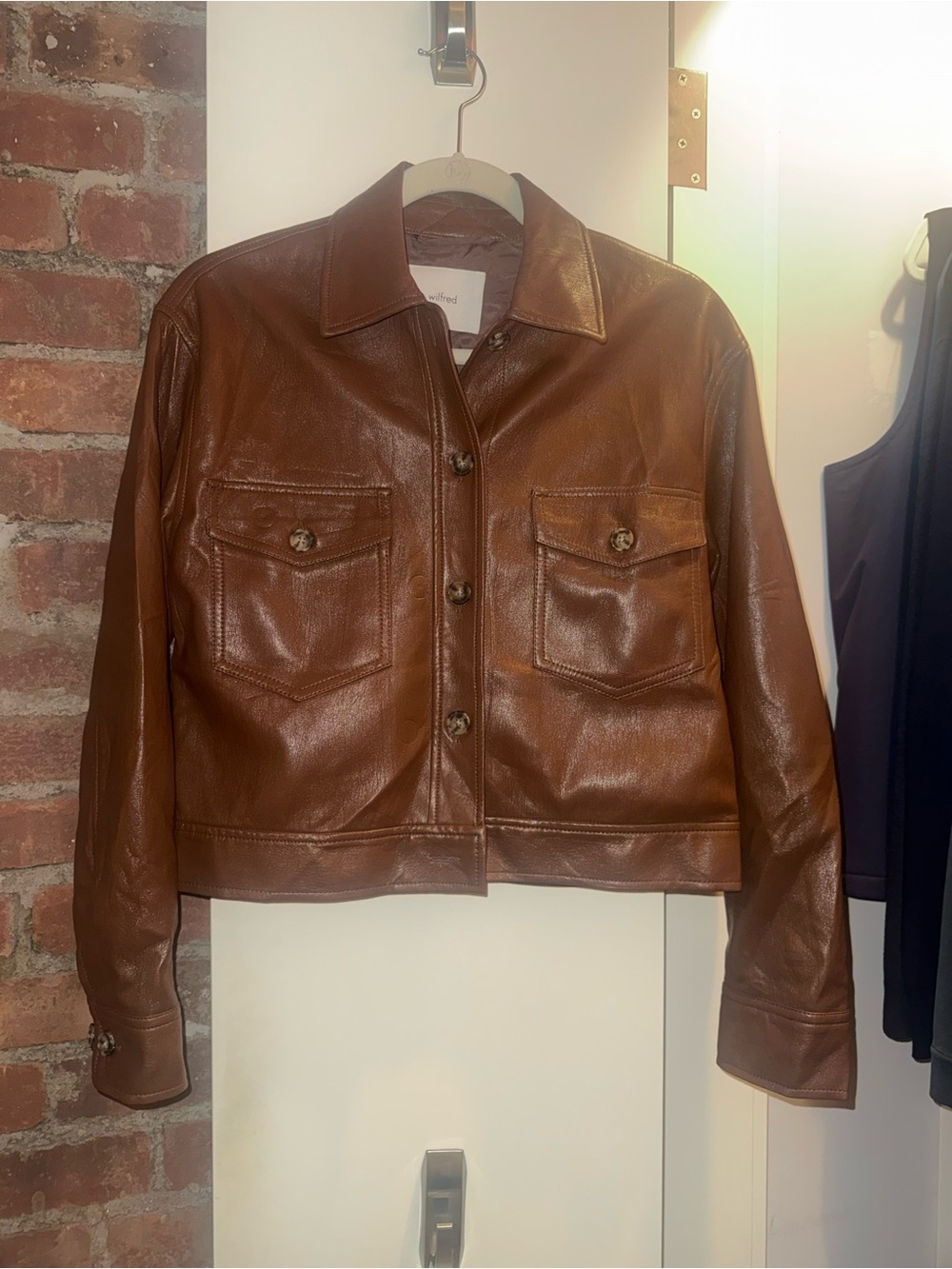 Aritzia Wilfred Brown Leather Jacket
